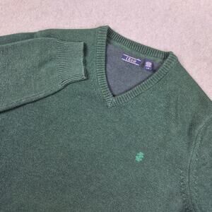 IZOD Mens Large Forest Green V-Neck Sweater